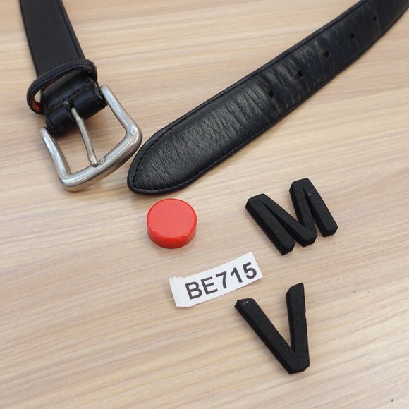 VINTAGE Black Belt Men 38 Leather Simple Dress Genuine Handcrafted USA CLUB ROOM - Picture 11 of 11